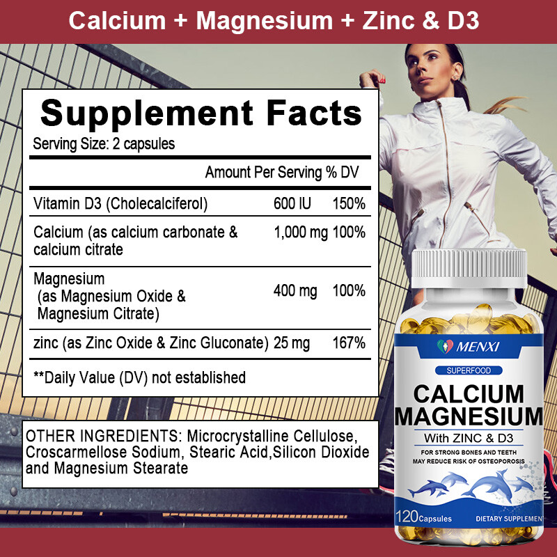 1-4 Pack Zinc Calcium Magnesium Vitamin D Complex Supplement Bone Muscl Support