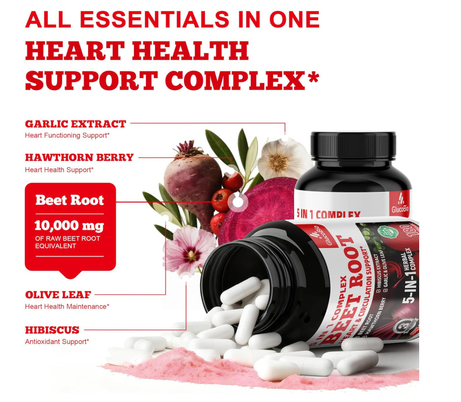 Super Beet Root Capsules Nitric Oxide Heart Health Blood Pressure 180 Veg Caps