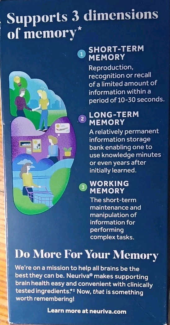 4 NEW SCHIFF NEURIVA MEMORY 3D BRAIN HEALTH DIETARY SUPPLIMENT 30 X4 120 CAPSULE