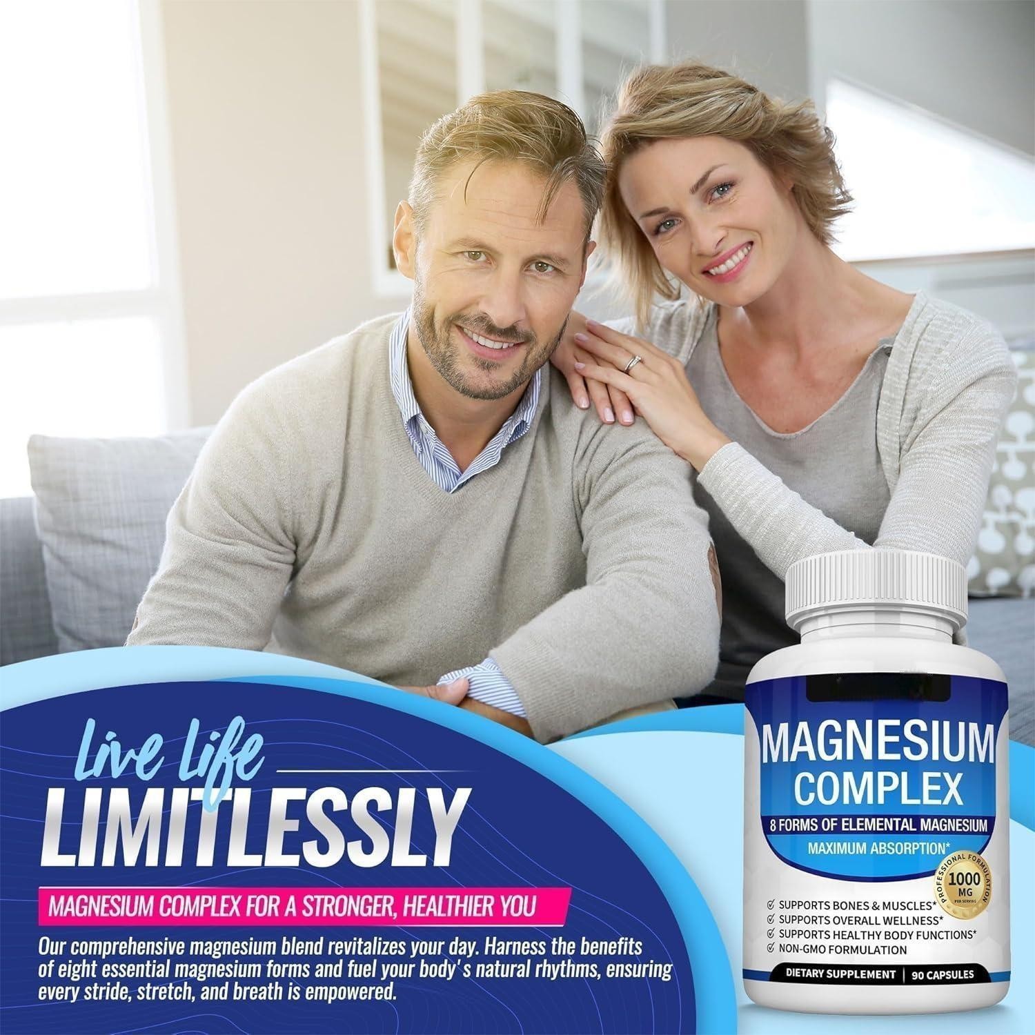 magnesium, Magnesium of 8-element Complex,1000mg Gluten Free Non GMO 90 Capsules