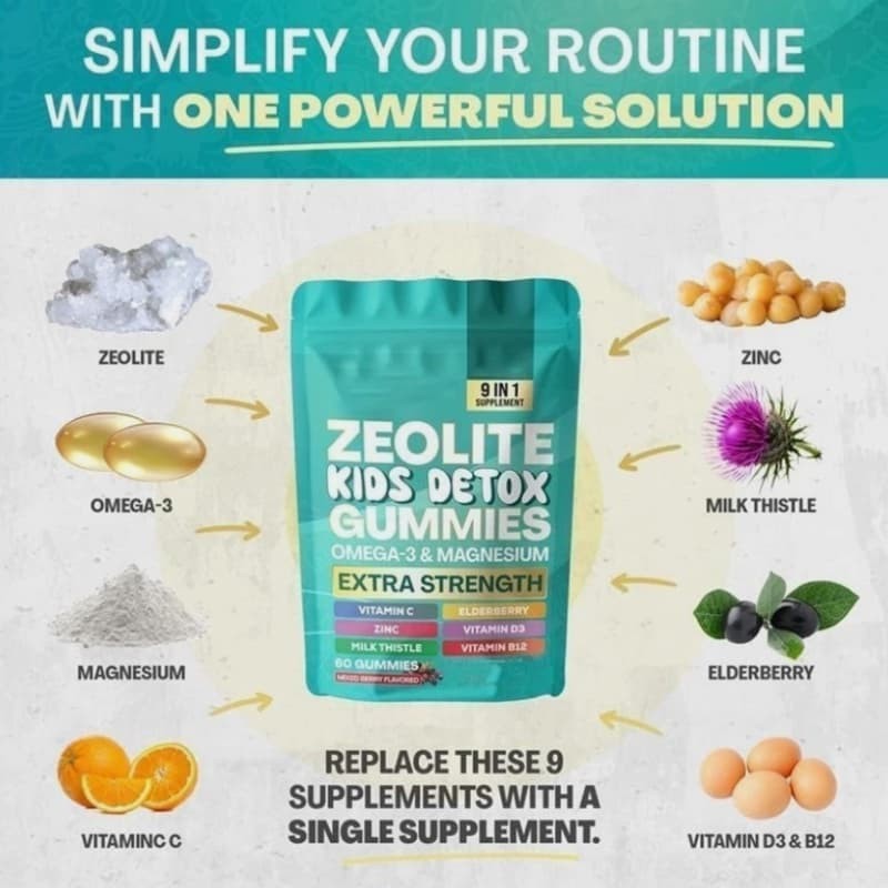 Detox Kids Mixed Berry Flavored Zeolite 60 Gummies Gummies All-in-One