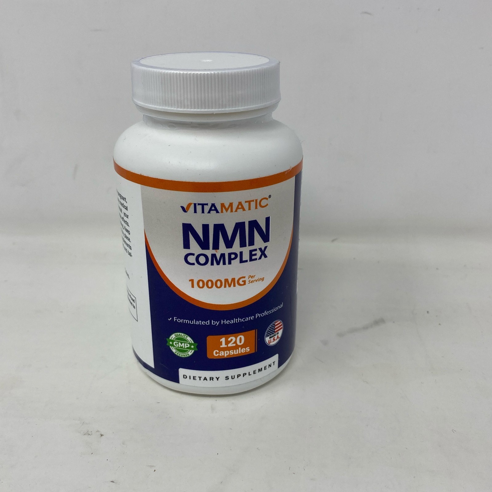 Vitamatic NMN Complex 1000mg, 120 Veg Caps, White/Blue Bottle