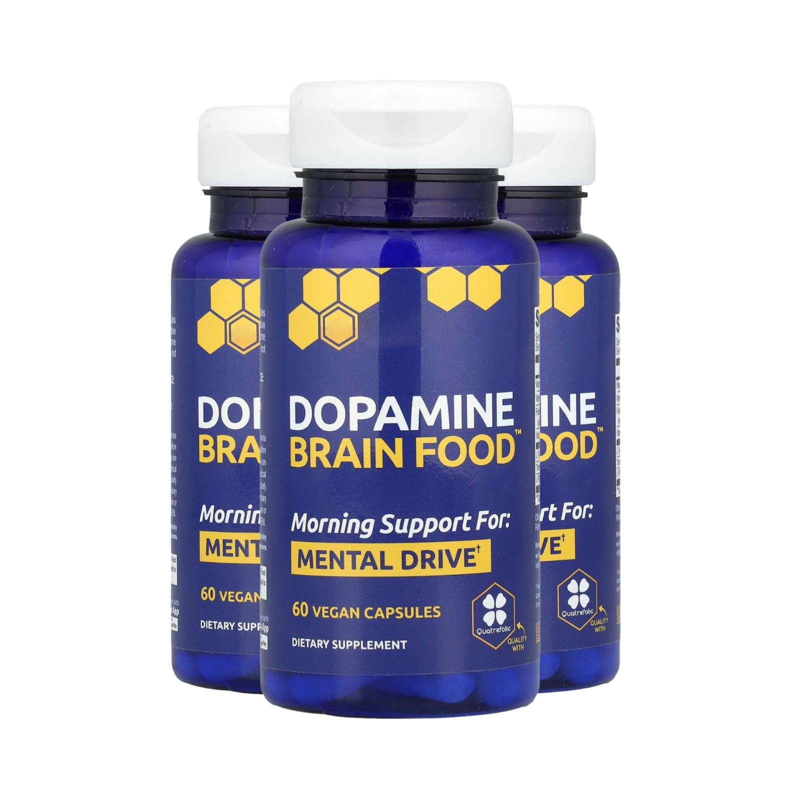 3-Pack Dopamine Brain Food Caps – Daily Mental Drive Aid – 180 Caps Premium