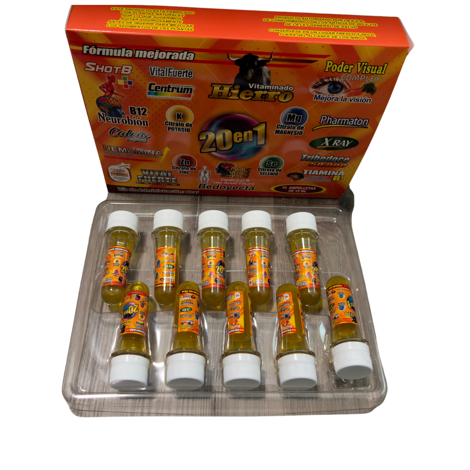 20 in 1 Liquid Multivitamin Oral 10 x 15ml, 20 en 1 Ampolletas Vitaminado