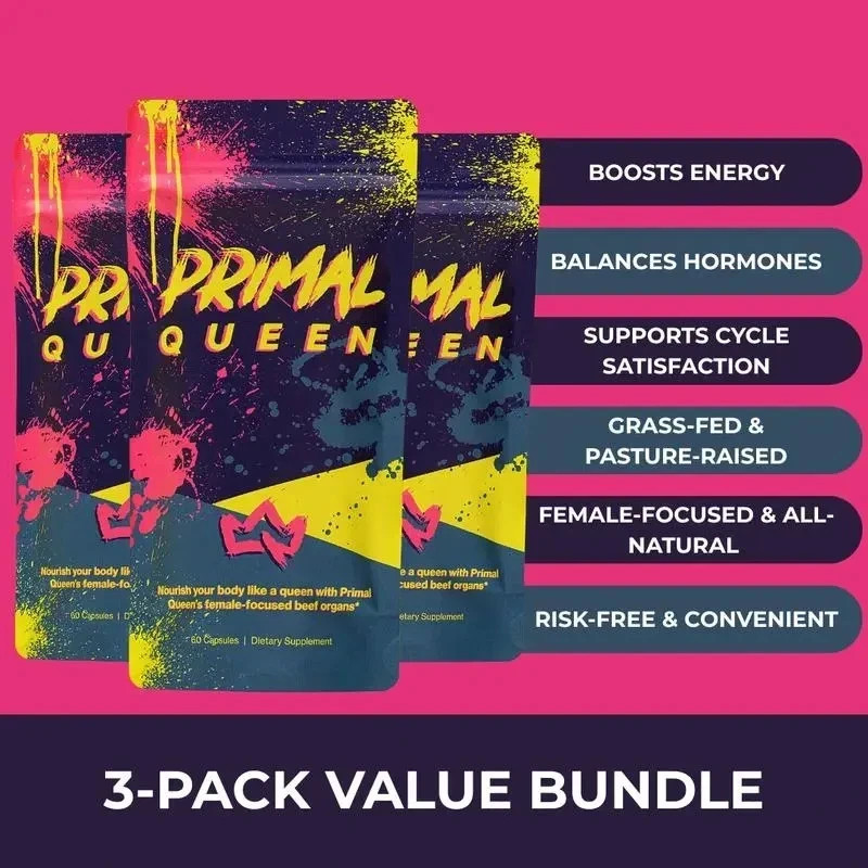 3PCS Primal Queen Supplement for Women 60 CountsBeef Organ Free Shipping !