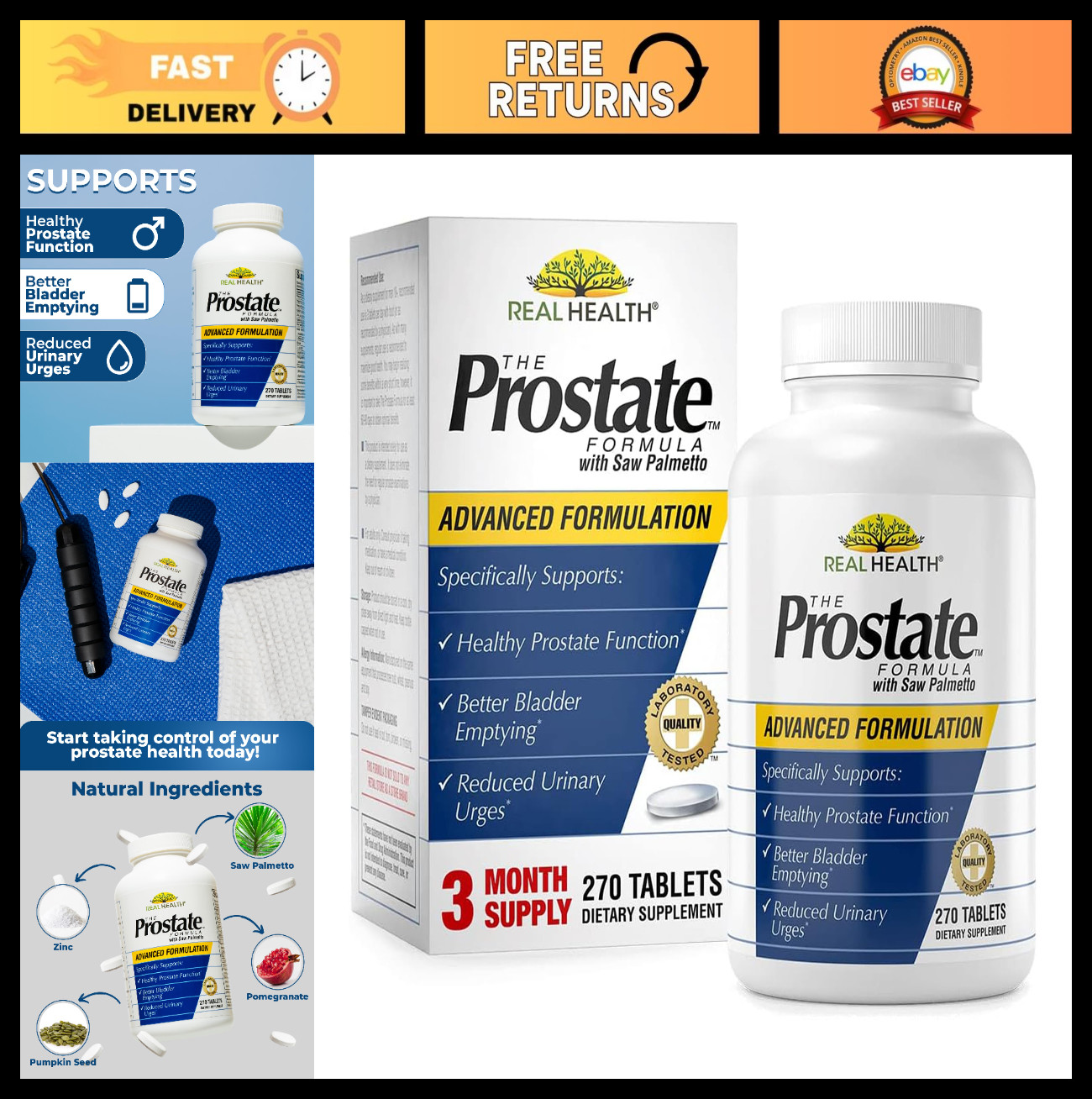 Advanced Prostate Health Supplements for Men – Saw Palmetto, Zinc, Pumpkin Seed