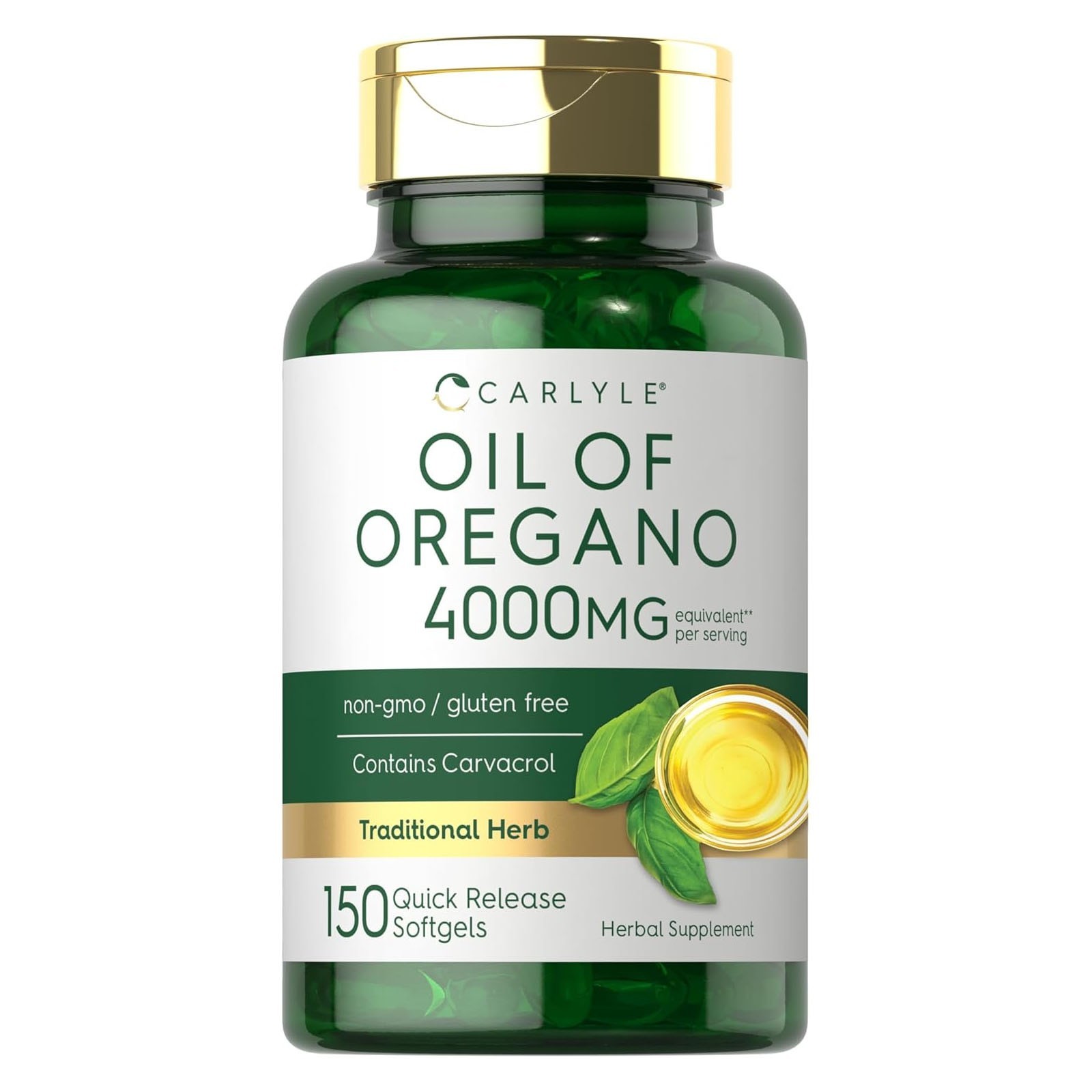 Carlyle 400mg Oregano Oil Softgels | 150 Count, with Carvacrol, Non-GMO Gluten F