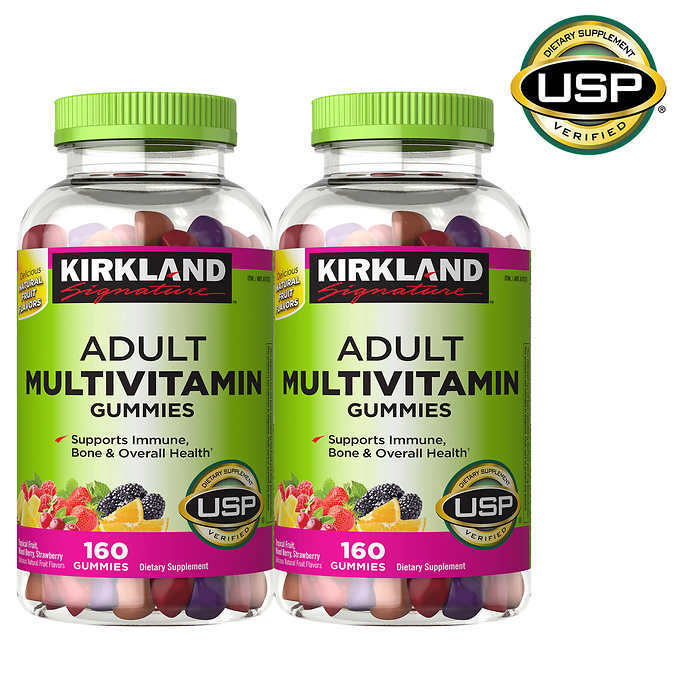 Kirkland Signature Adult Multivitamin, 320 Gummies (2 Bottles, 160 Ct Each)