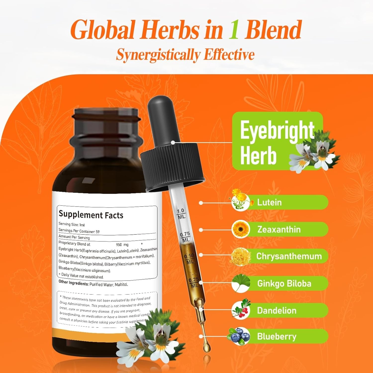All-in-One Eye Drops: Natural Eye Care with Eyebright & Bilberry – 2 oz