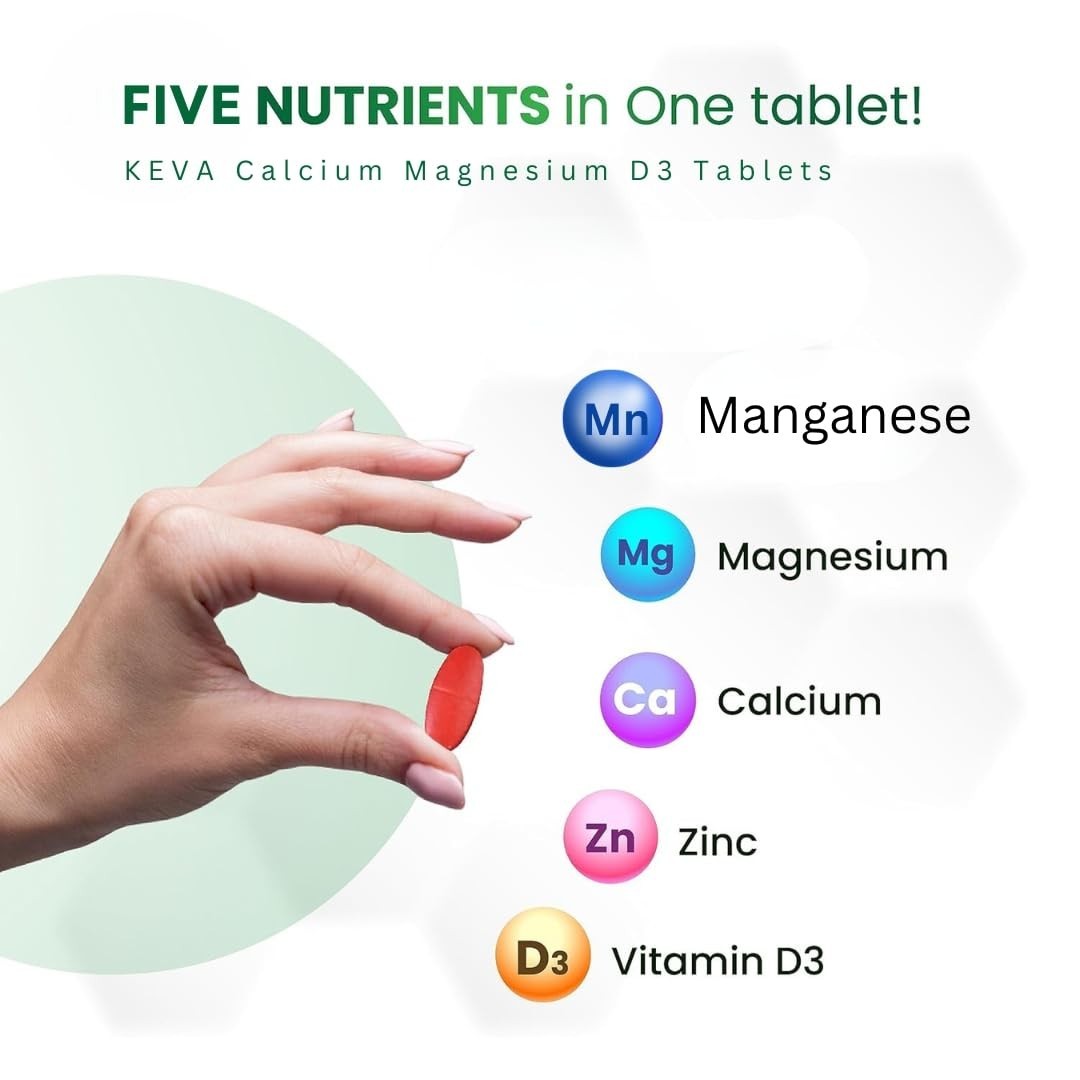 5 Pack KE.VA Calcium Magnesium D3 300 Tablets Daily Use