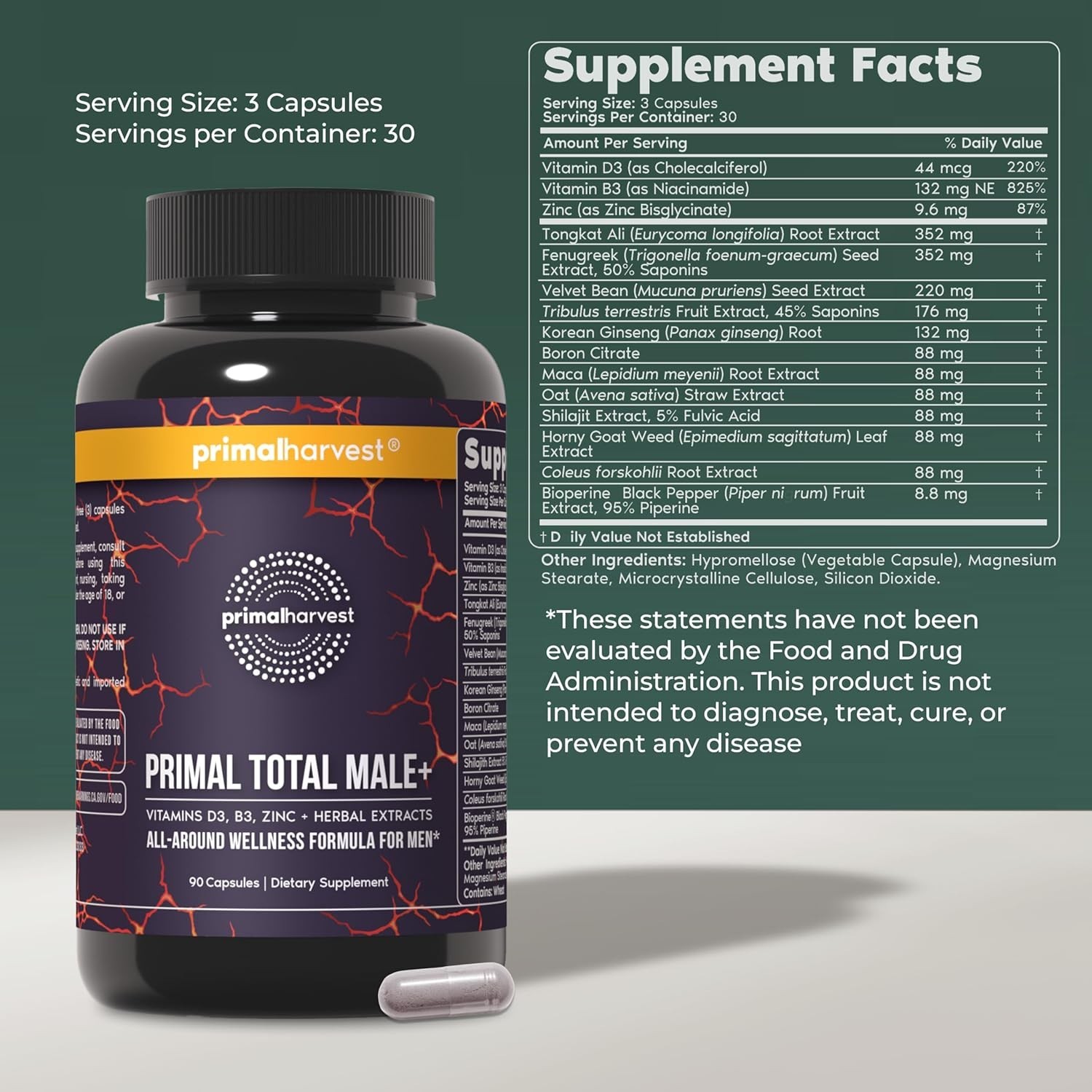 Primal Harvest Total Male+ Multivitamin for Men Vitamins – 90 Capsules BRANDED