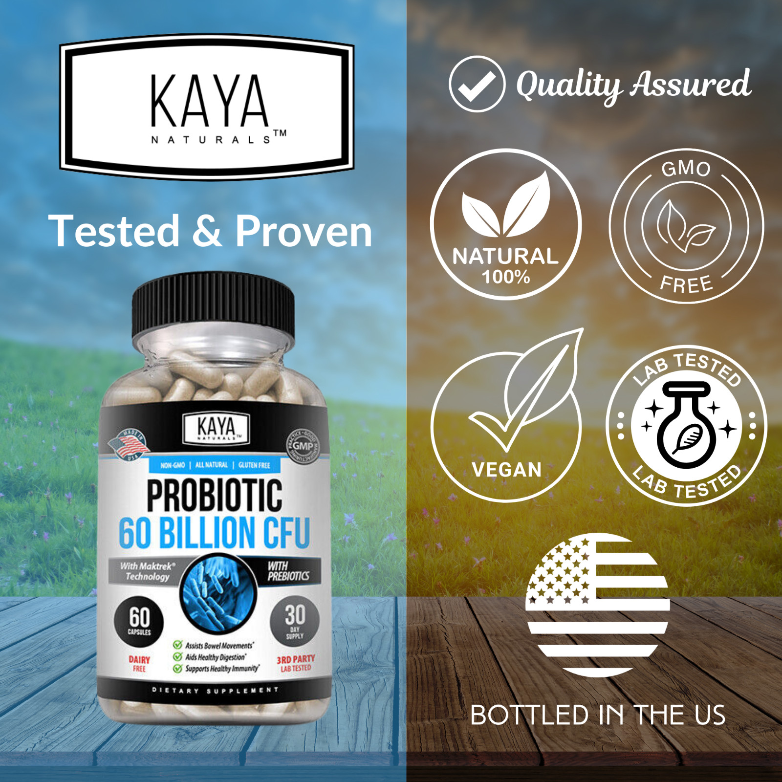 Probiotic 60 Billion with Prebiotics, Immune Function, Healthy Digestion 60 Ct