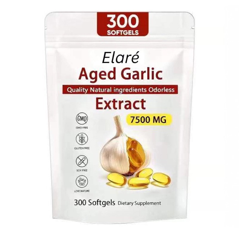Elare Aged Garlic Extract, 300 Softgels, 7500mg Odorless | Heart & Immune Pack 1