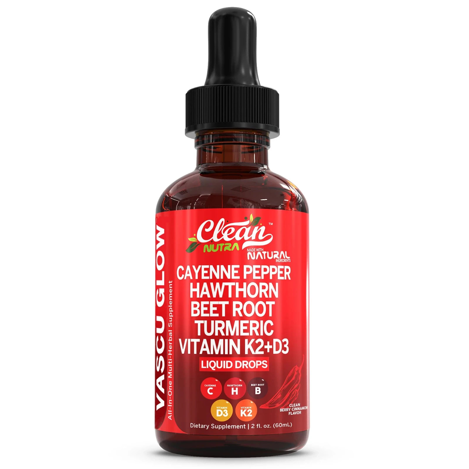 Clean Nutra Cayenne Pepper Supplement Liquid Drops + Hawthorn Berry
