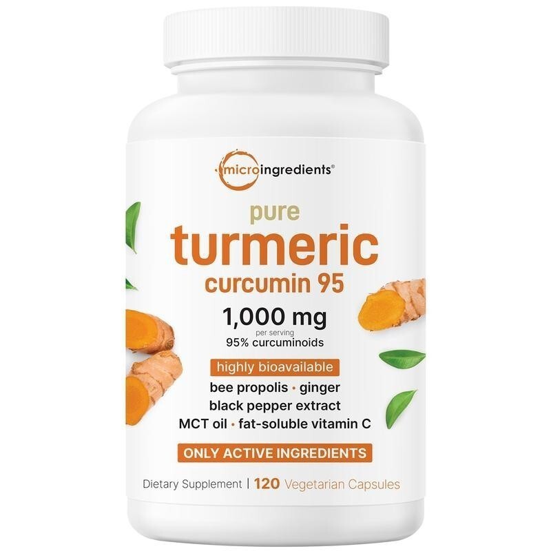 Turmeric Curcumin 95% – 1000mg MCT Ginger, Black Pepper, with – 120 Veggie Caps