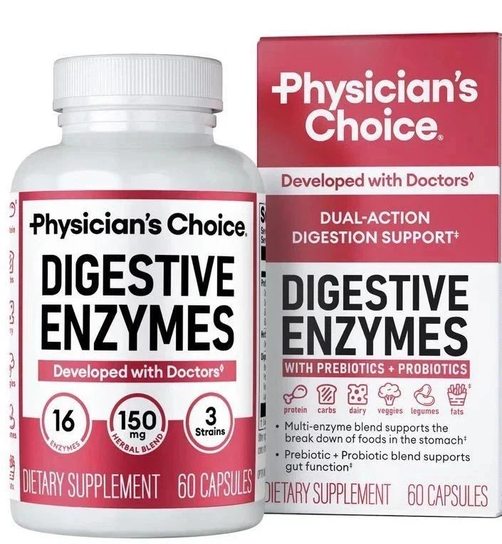 Digestive Enzymes by Physician’s CHOICE Multi Enzymes & Organic Prebiotics 60 CT