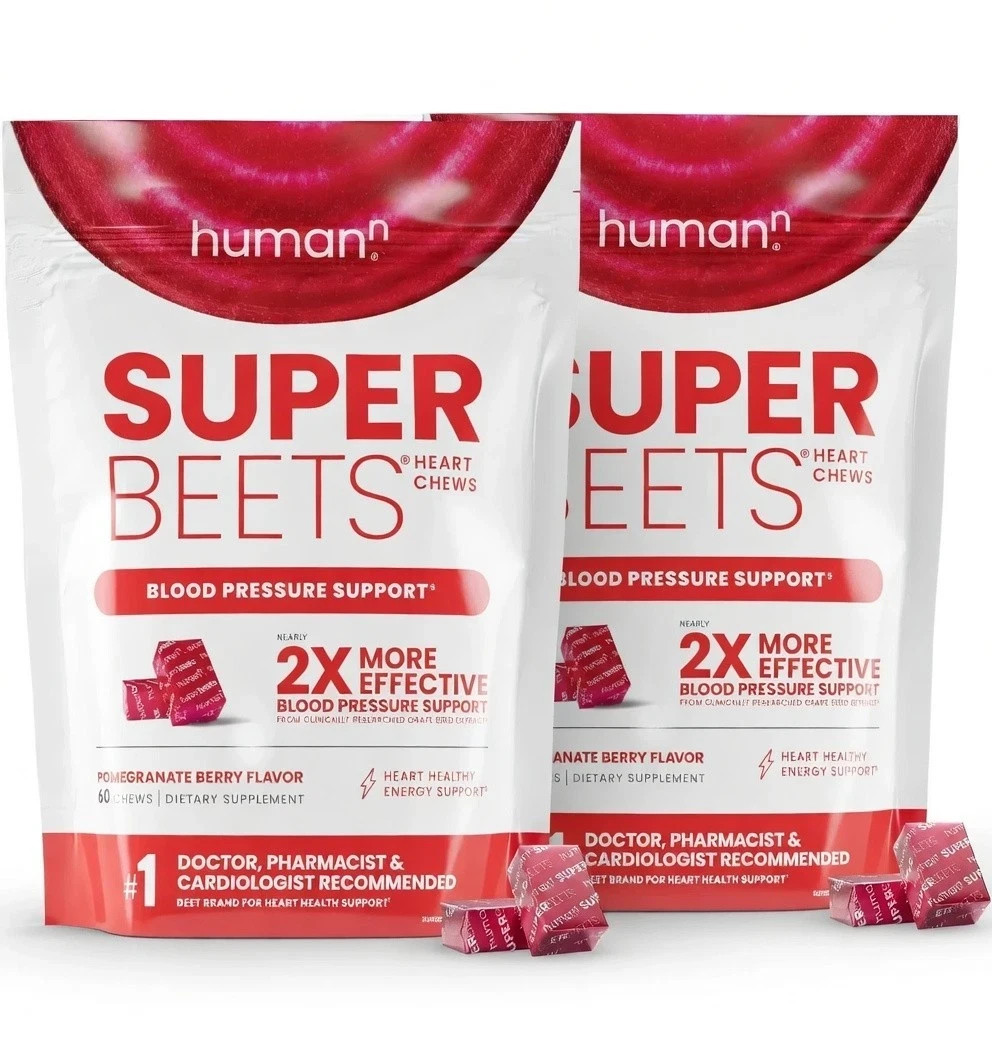 2 PACKS HumanN – SUPER BEETS Heart Chews, Nitric Oxide Booster for Heart Health
