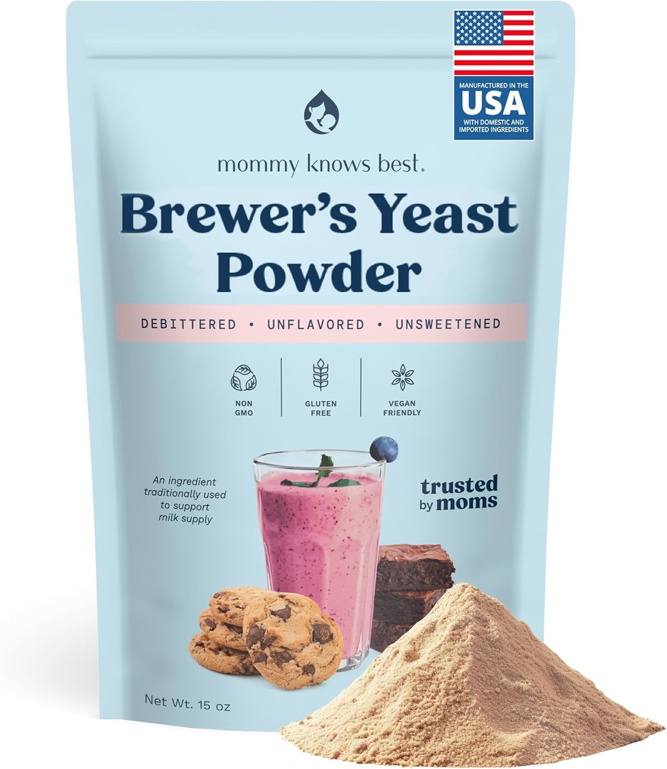 Mommy Knows Best Brewer’s Yeast Powder Breastfeeding Support, Gluten-Free, 15 oz
