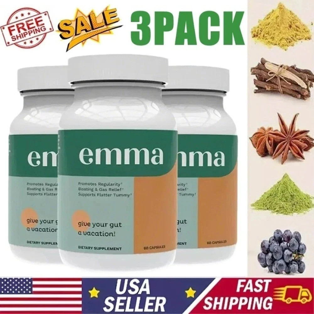 3 Pack Emma Gut Health Supplement 180 & Capsules for Bloating Relief & Leaky Gut