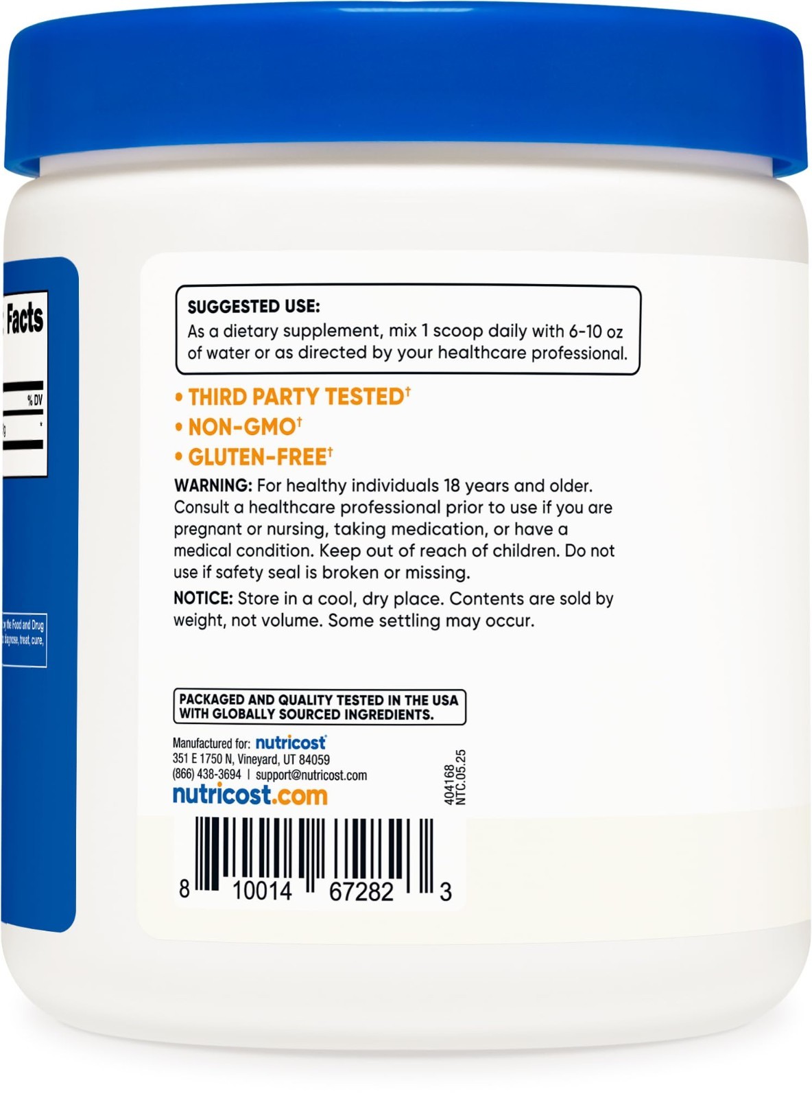 Glycine Powder 1lb – Non-GMO, Gluten Free, Pure Amino Acid Supplement for Muscle