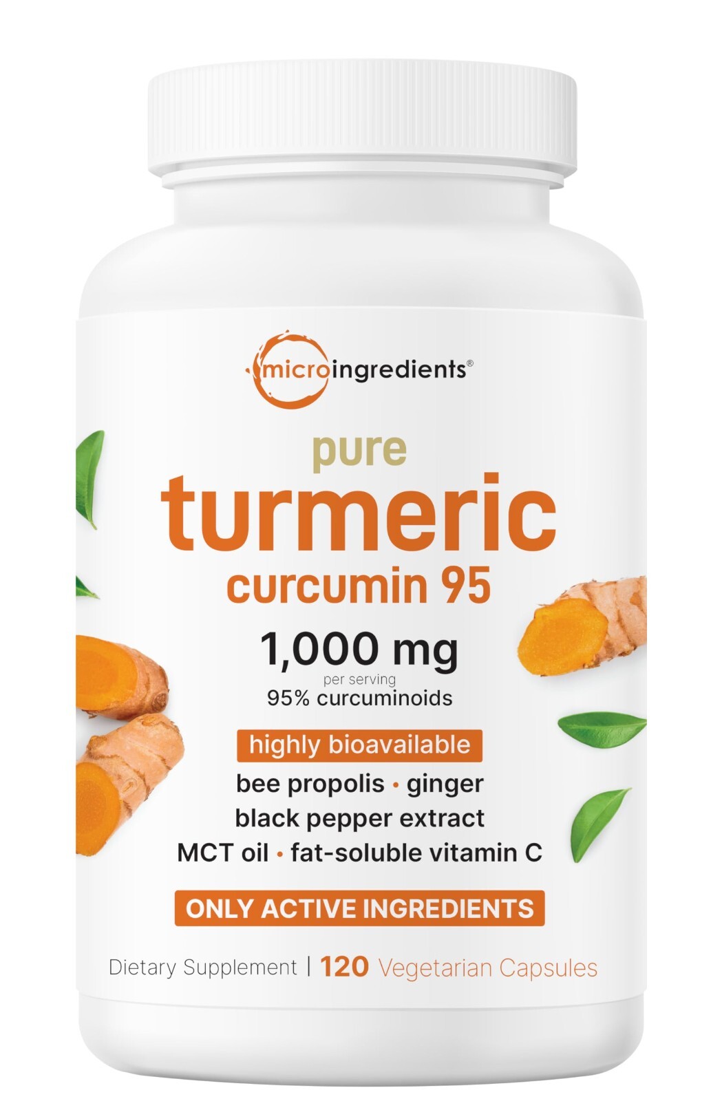 Pure Turmeric Veggie Supplement 1000mg 95% 120 Curcumin Curcuminoids Caps
