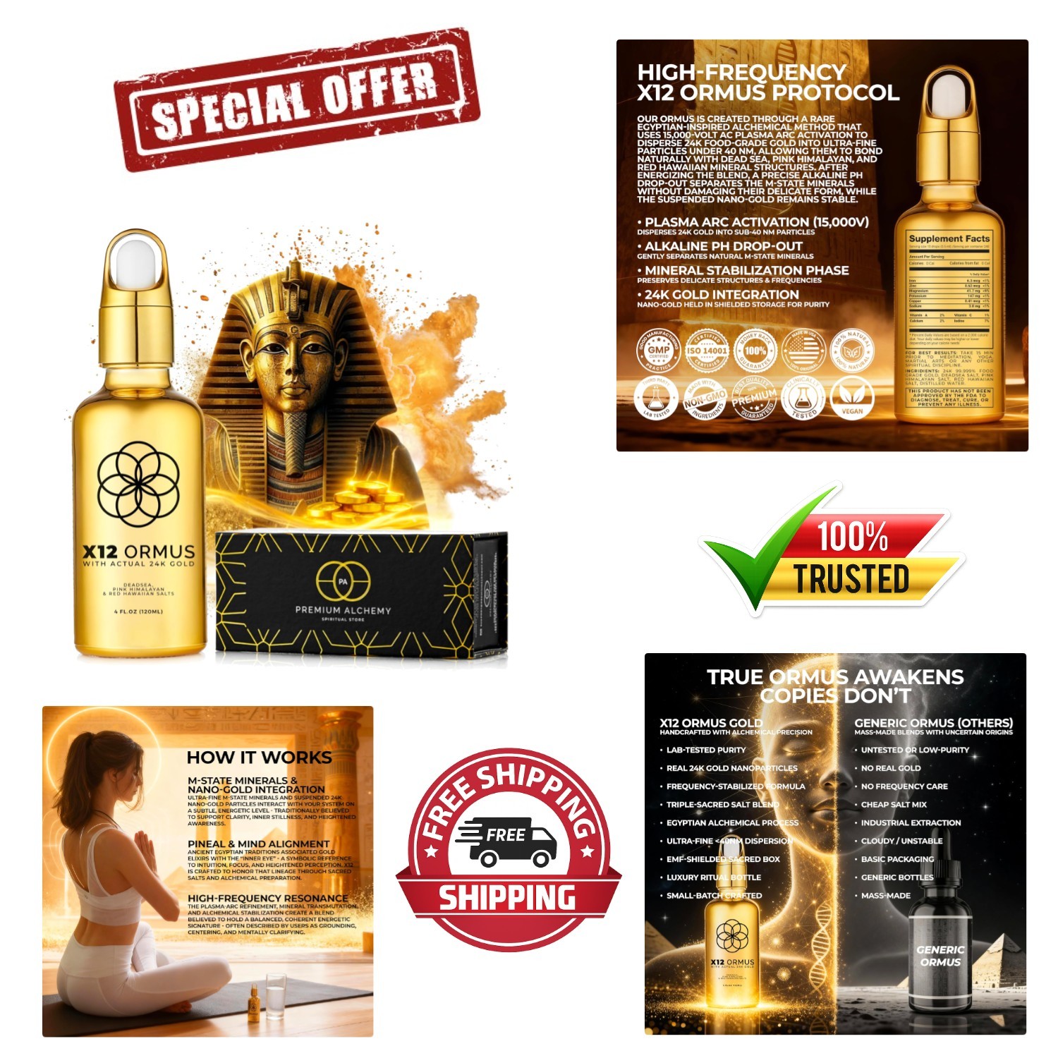 X12 Monoatomic Gold Drops – Liquid Trace Mineral Blend for Brain Health Support