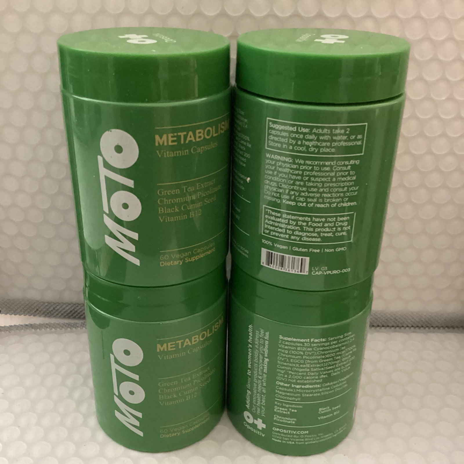 OPositiv Moto (4 Pcs) Women’s Metabolism Vitamin Capsules 60ct Each. Exp 3/28