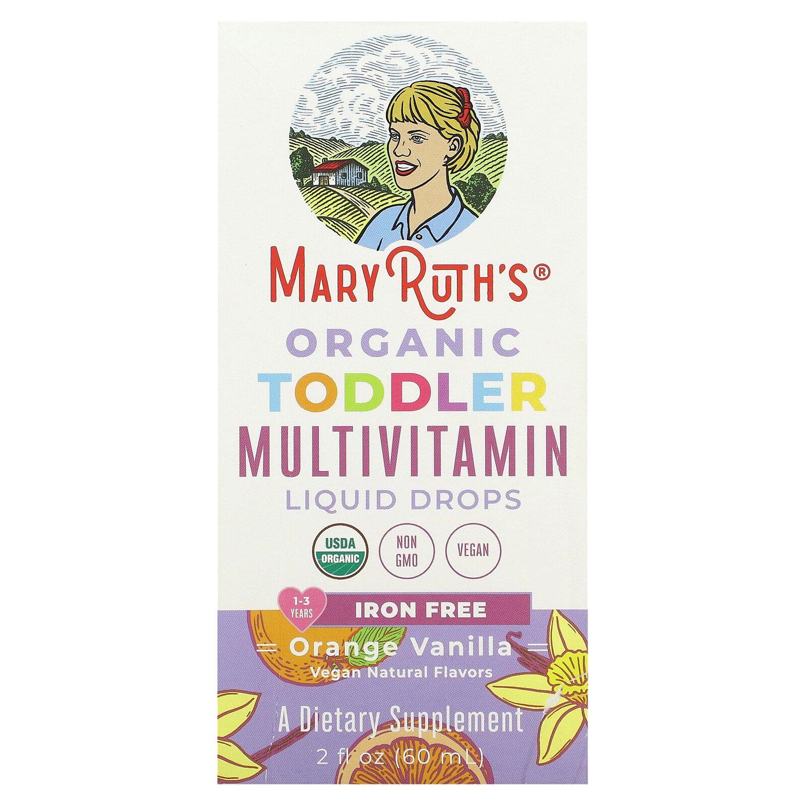 Organic Toddler, Multivitamin Liquid Drops, 1-3 Years, Orange Vanilla, 2 fl oz