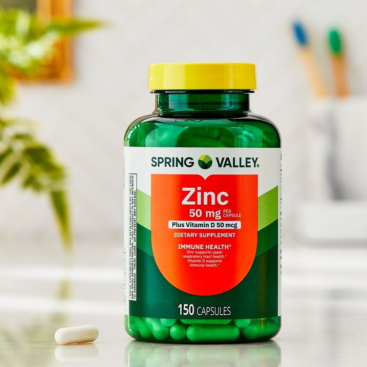 Spring Valley Zinc with Vitamin D 50mg Immune Health Capsules, 150 Count