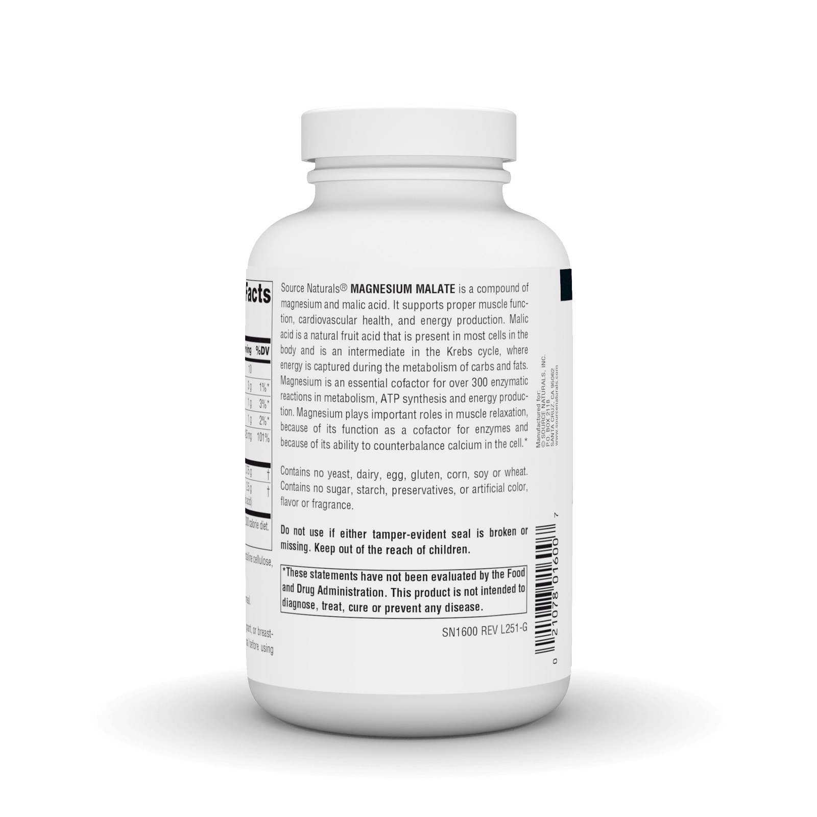 Source Naturals Magnesium Malate, Supports Muscles and 200 Count (Pack of 1)