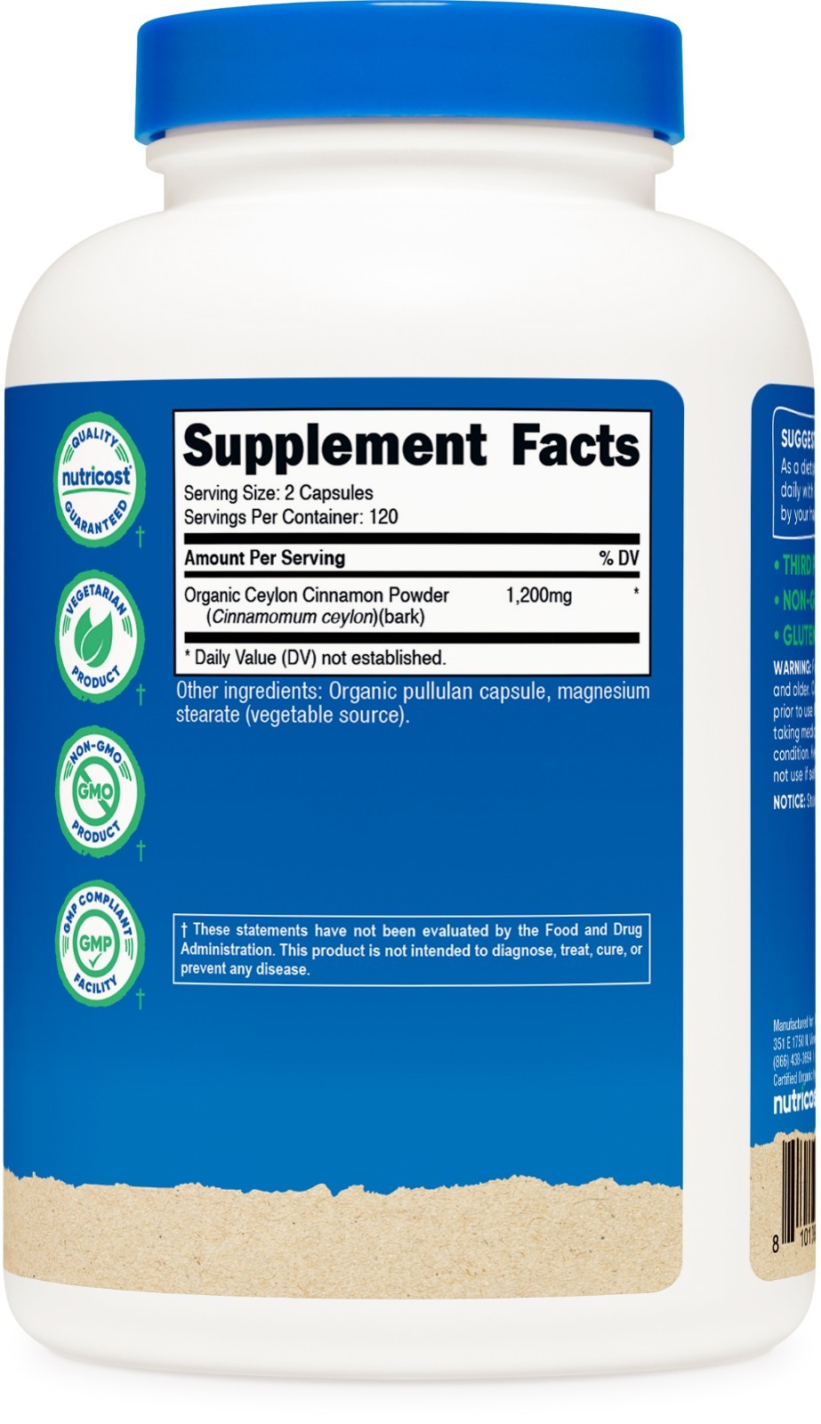Nutricost Cinnamon Capsules (240 capsules) 1200mg per serving – Gluten-Free