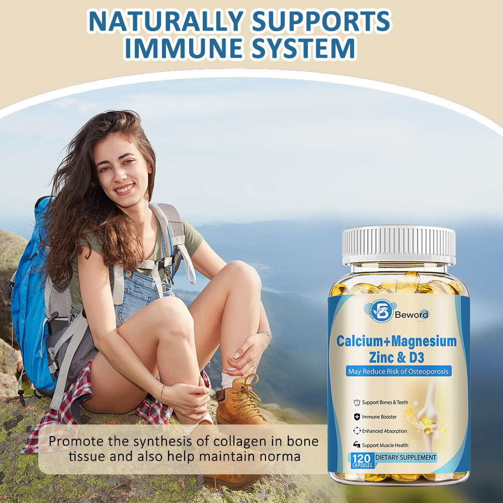 Calcium Magnesium Zinc with Vitamin D3 Capsules Bone Health Muscle Improvement