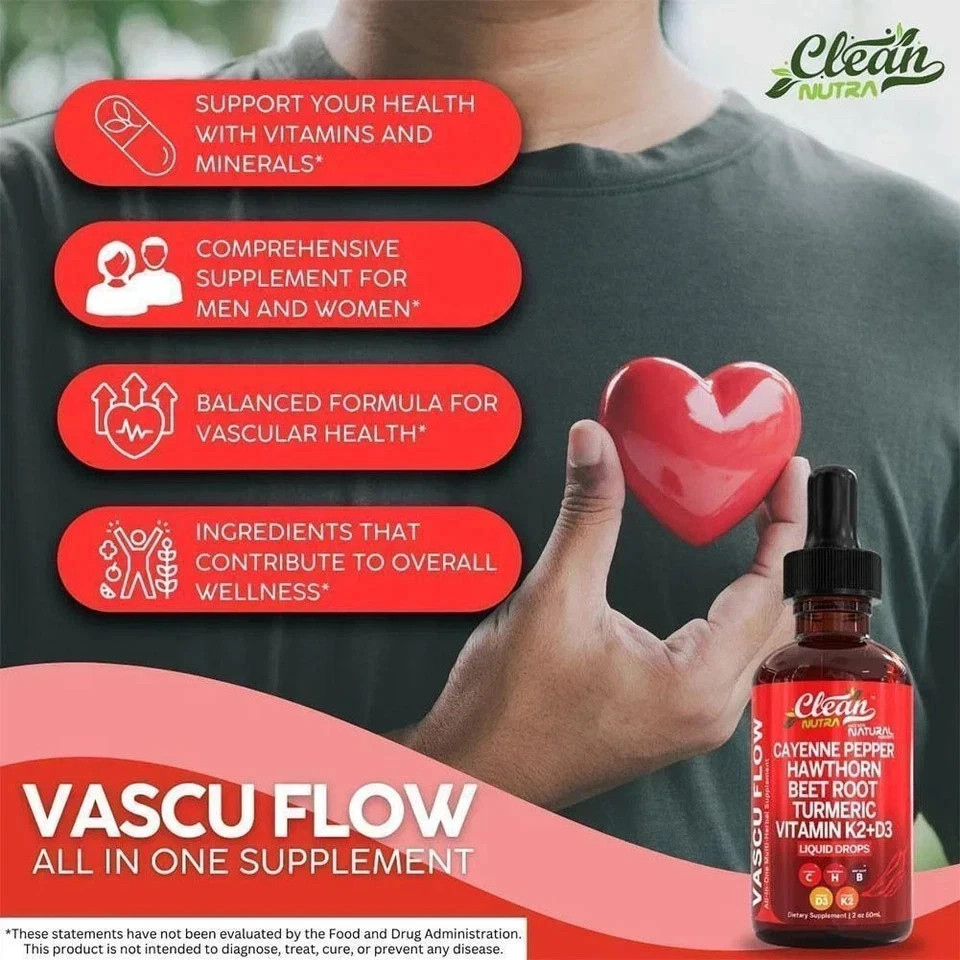 3Pack Cayenne Pepper Hawthorn Beet Root Turmeric Vitamin K2+D3 Liquid Drops