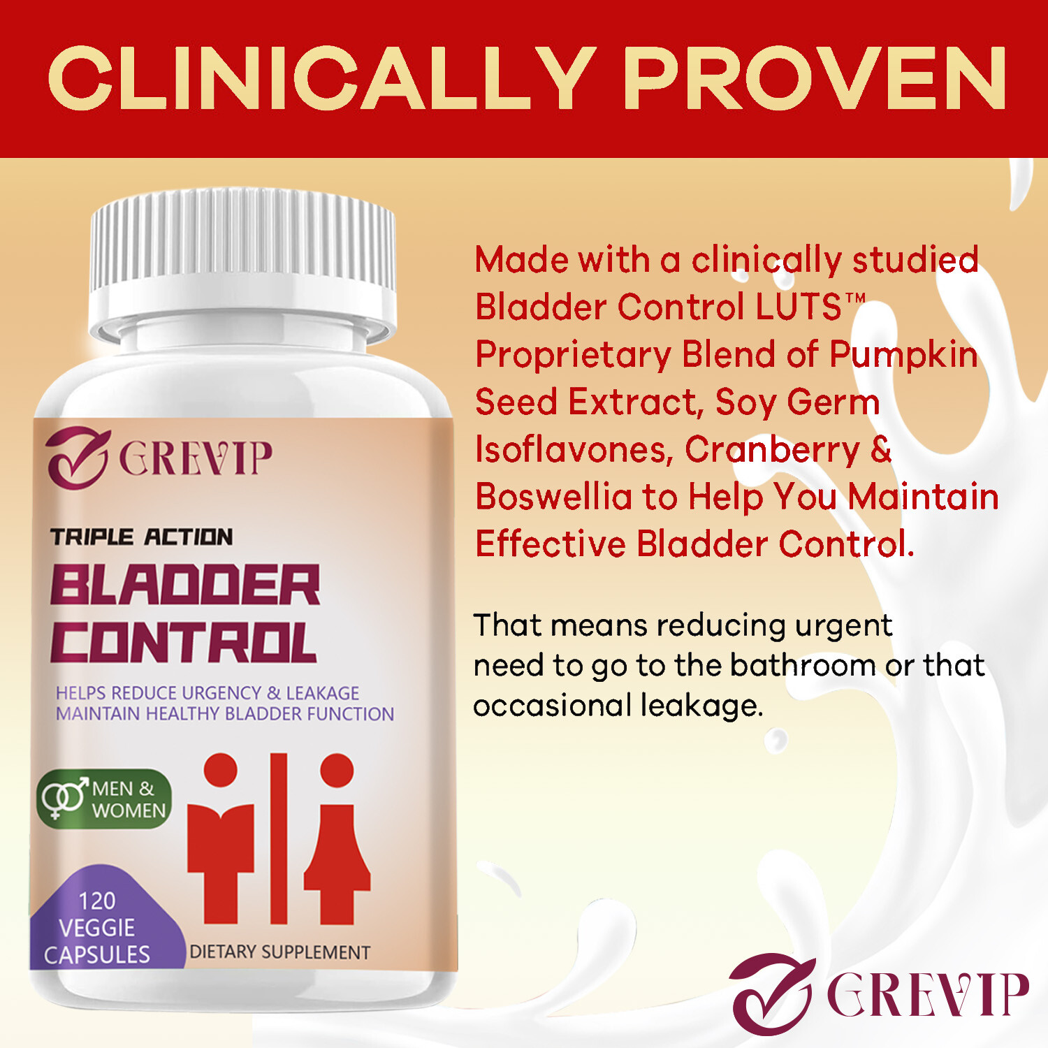 120pcs Bladder Control Capsules -Pumpkin Seed,Cranberry -Support Prostate Health