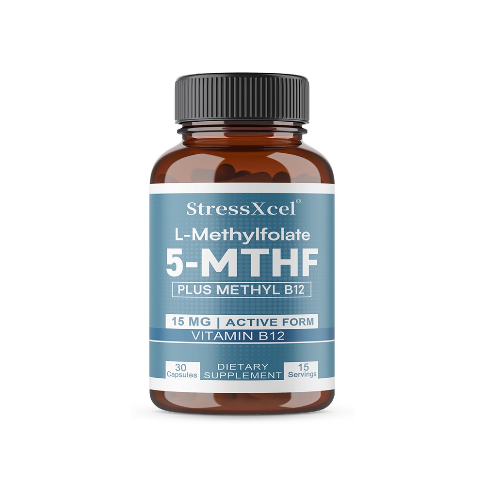 StressXcel L-Methylfolate 15mg, 30/60/120Caps(5-Methylfolate) Health Brain,Heart