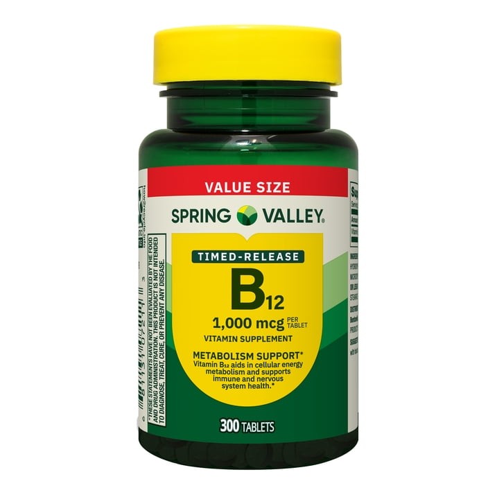 Spring Valley Vitamin B12 Timed-Release Tablets 1000 mcg, 300 Count