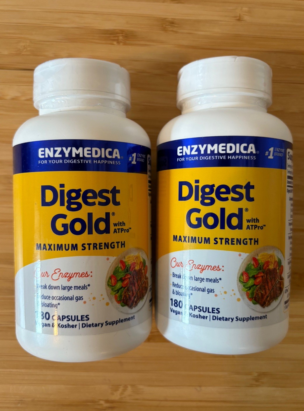 Lot of (2) Enzymedica Digest Gold Maximum Strength 180 caps Exp 2028 (360 total)