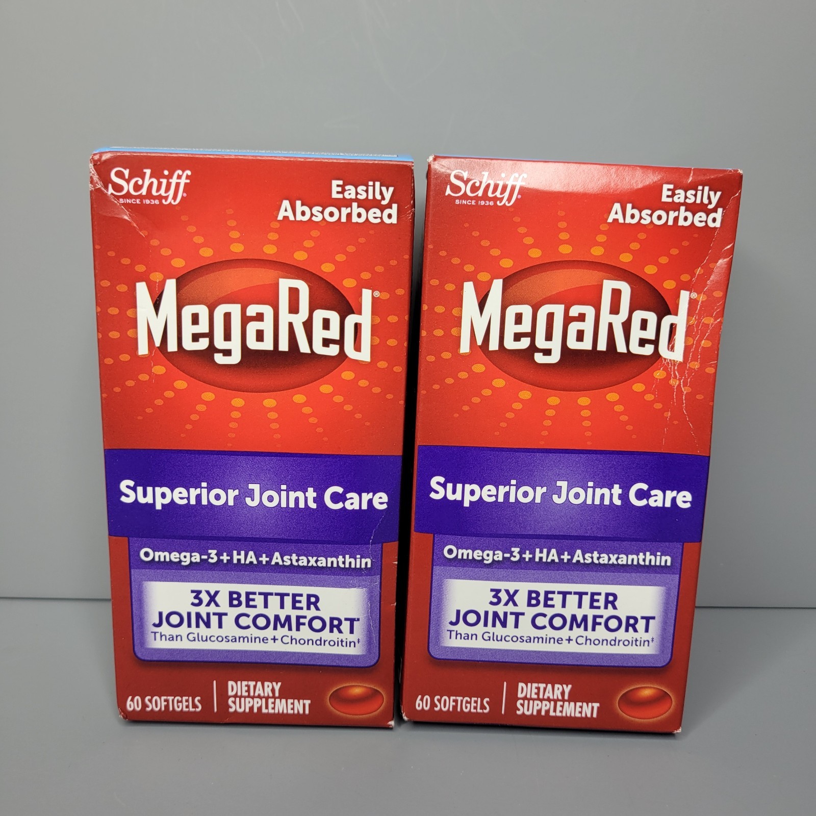 2x Schiff MegaRed Superior Joint Care Omega3(60 Softgels Each) Exp. 01/2027