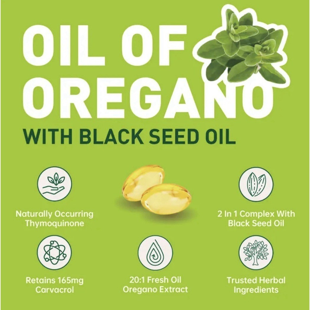 Oil of Oregano Softgels with Black Seed Oil – 6000mg Oregano Oil NEW