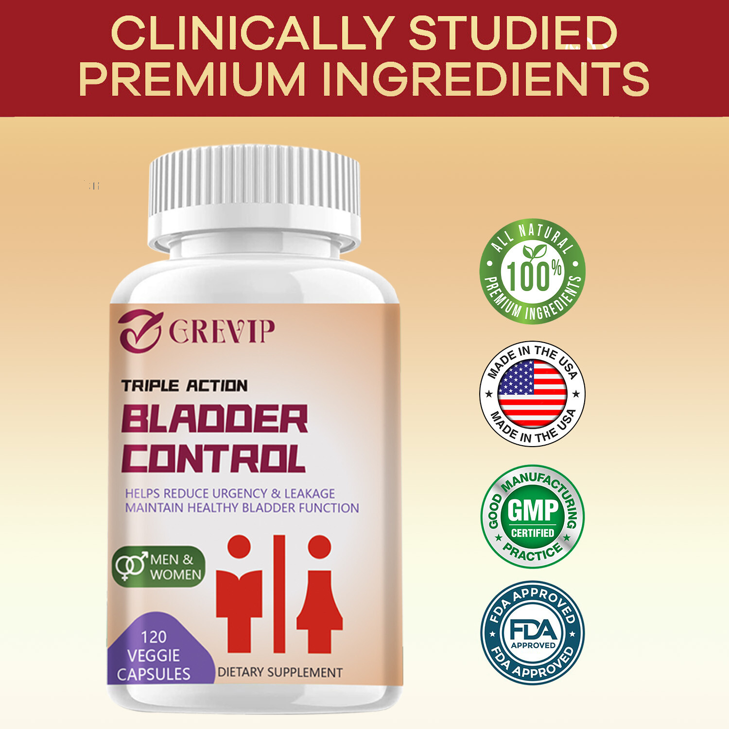 120pcs Bladder Control Capsules -Pumpkin Seed,Cranberry -Support Prostate Health