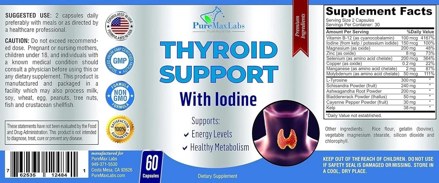 Thyroid Support with Iodine – Metabolism Booster, Energy Booster, Increase Focus