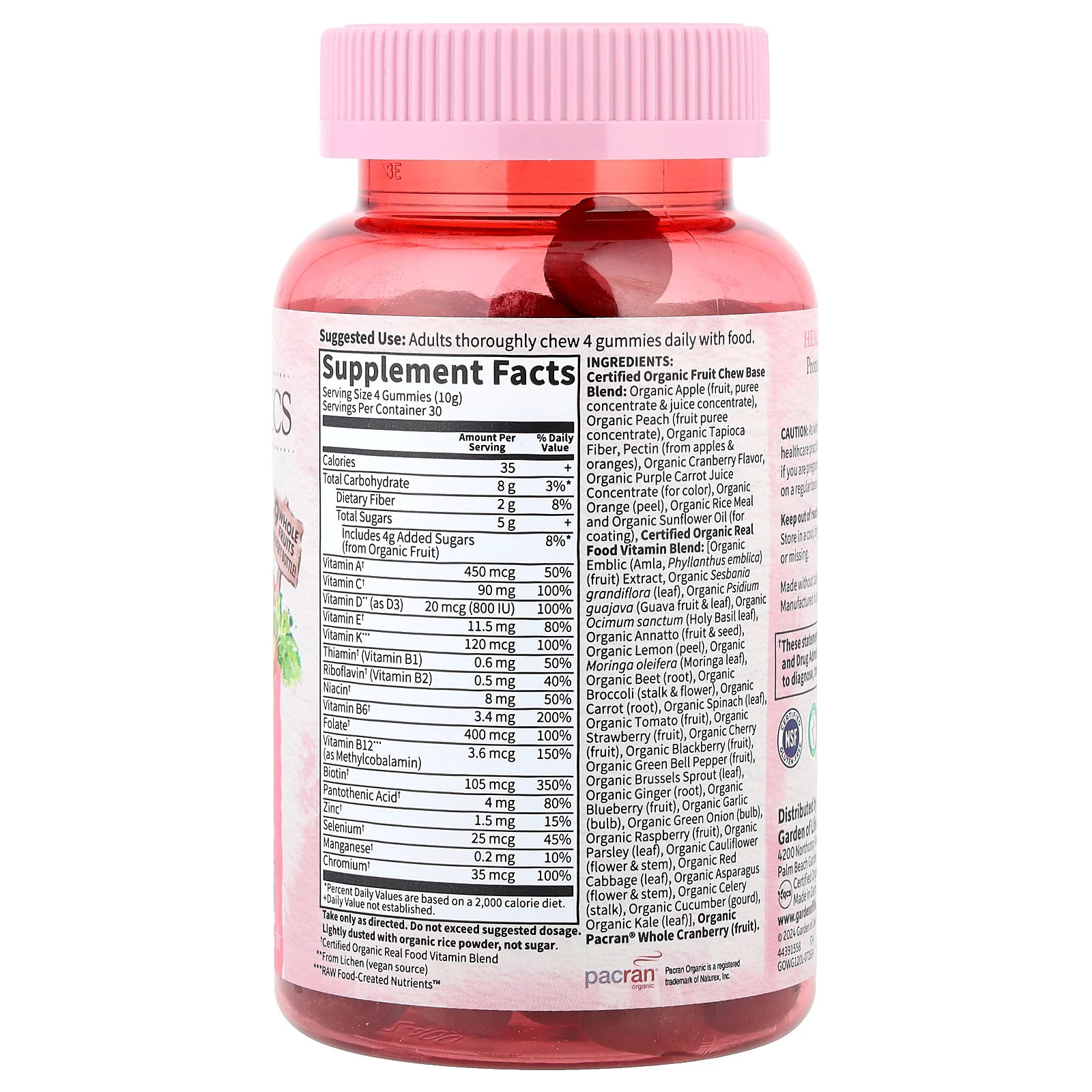 2 X Garden of Life, Organics, Women’s Multi Gummies, Organic Berry, 120 Vegan G