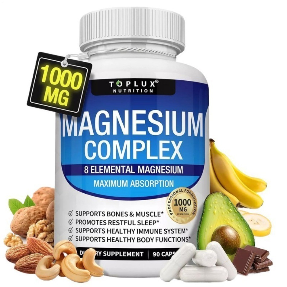 Toplux Nutrition Magnesium Complex 1000mg 8 Elemental Magnesium – 1/2/3 Bottles