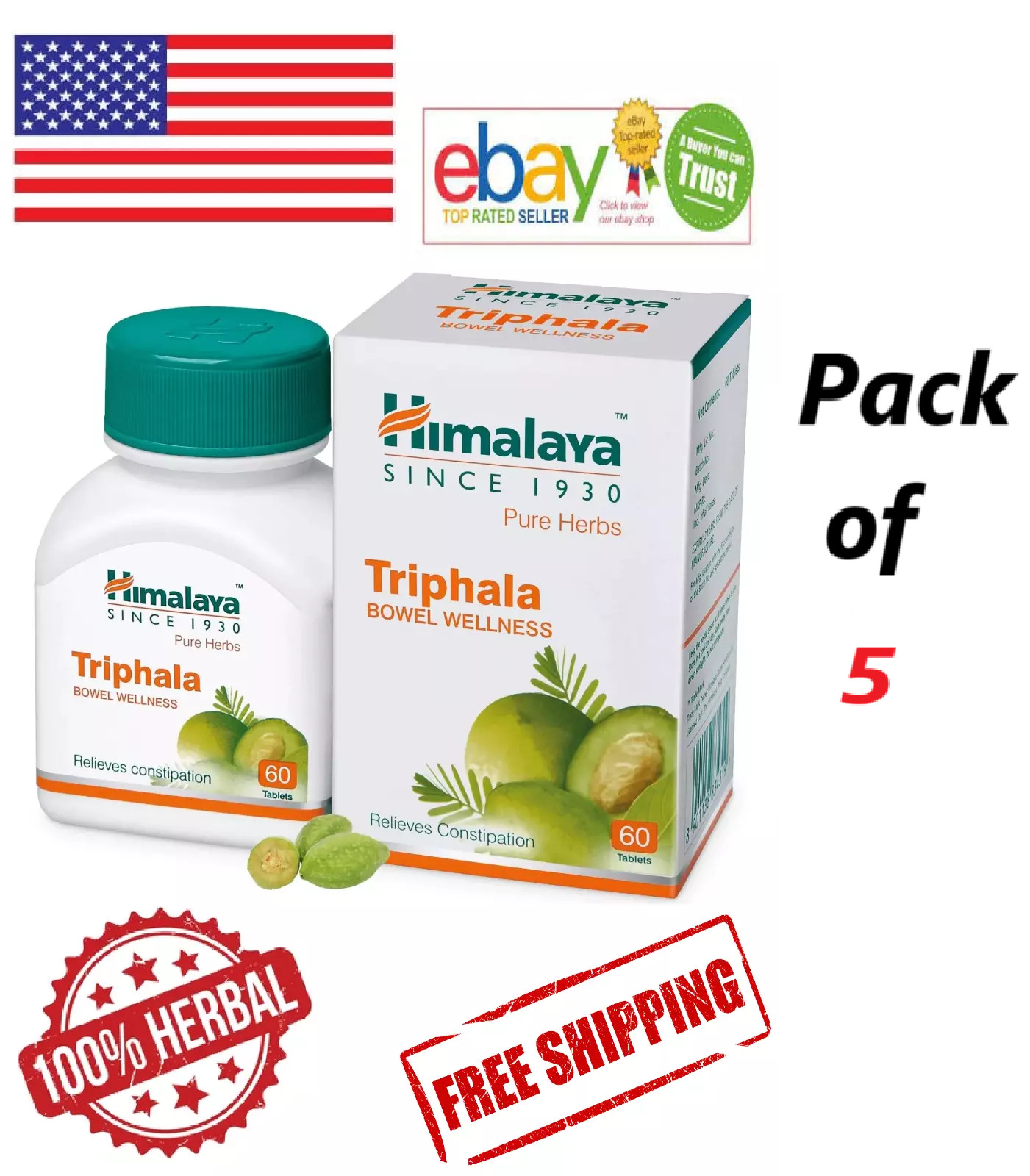 5X TRIPHALA Himalaya 60 Tabs Each With Long Expiry & Free Shipping