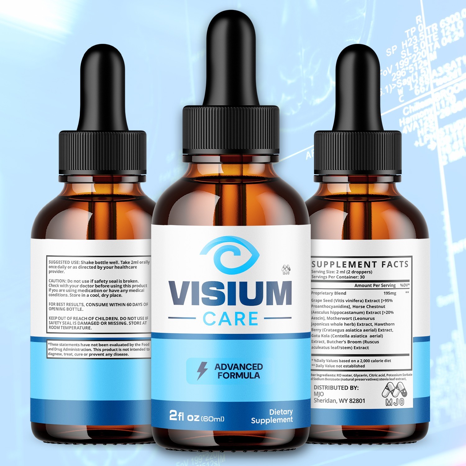 (2 Pack) Visium Care Drops Advance Support for Healthy Eye Function 60 Servings