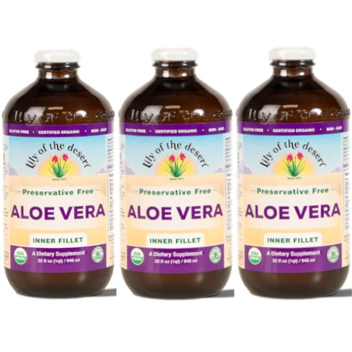 Aloe Vera Juice – Inner Fillet Preservative Free 32 fl. oz Each (Pack of 3)