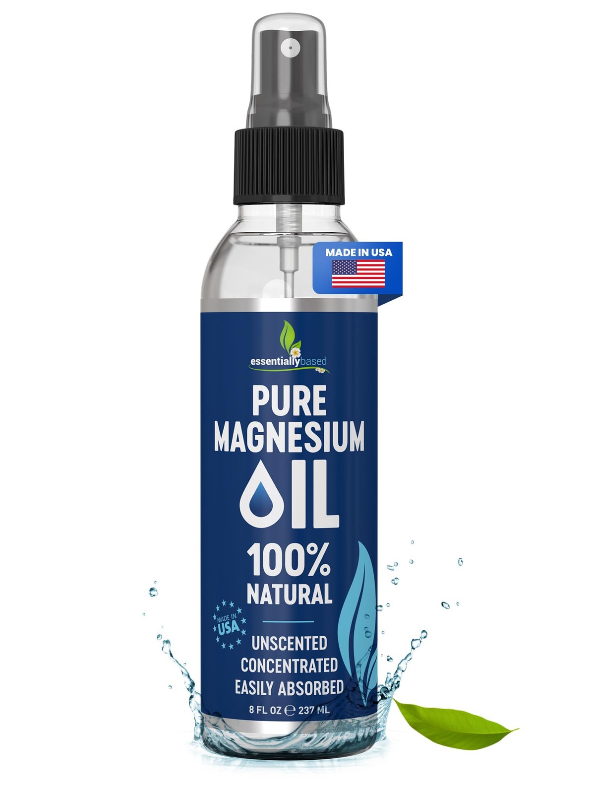 Pure Magnesium Oil Spray 8oz – Topical 8 Ounce (Pack of 1), Clear