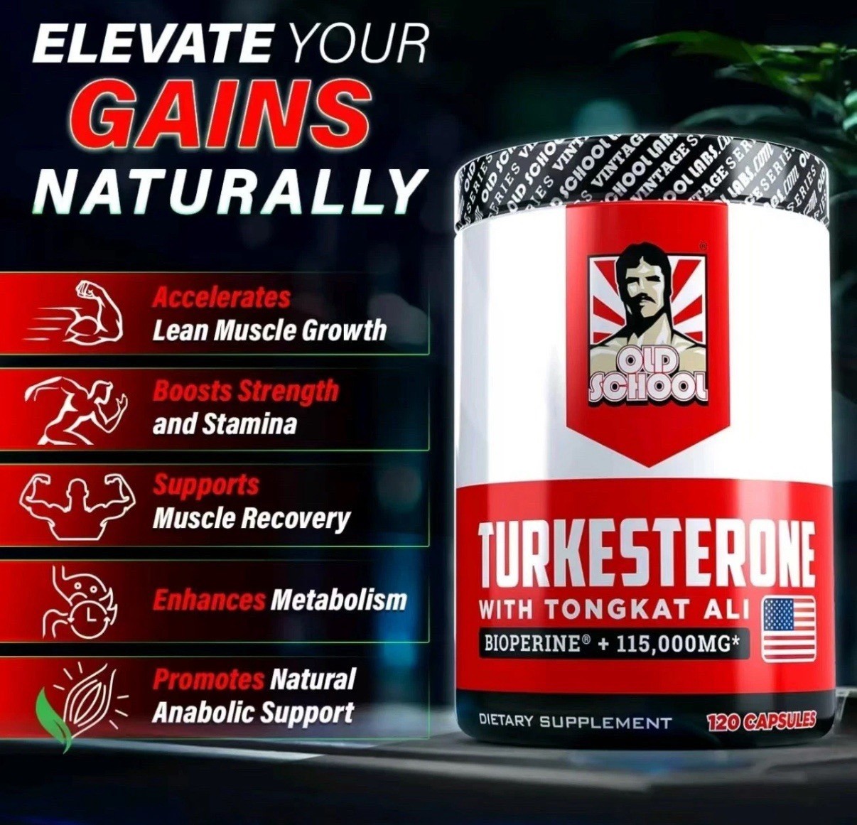 Turkesterone 1500mg – 120 Capsules, Non-GMO & Gluten-Free Supplement USA