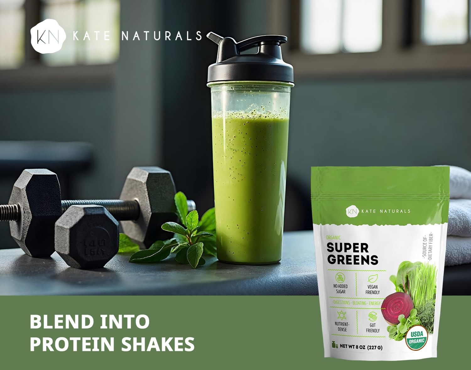 Kate Naturals Organic Super Greens Powder. Daily 8 Ounce (Pack of 1)