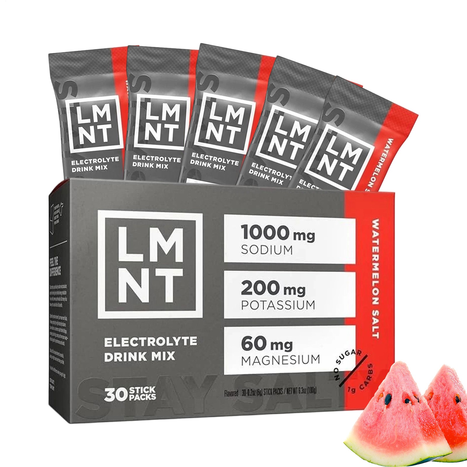 LMNT Zero Sugar Electrolytes – Watermelon Salt | Drink Mix | 30-Count
